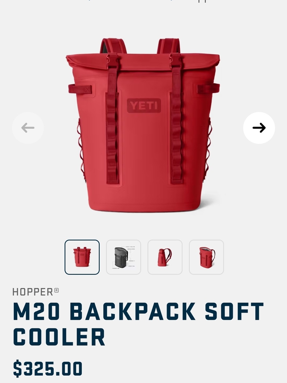 Yeti M20 Hopper Soft Cooler Backpack in Red